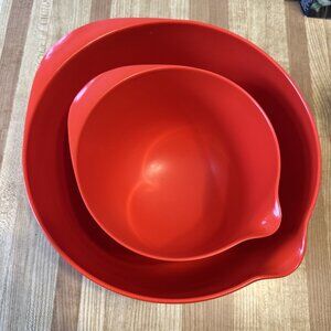 Vintage Rosti Denmark 2.5L and 4L Red Melamine Mixing Bowls